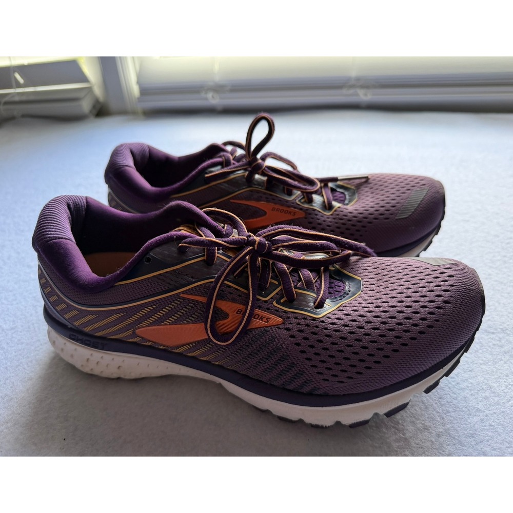 Brooks Ghost 12 Womens Running Shoes Purple Orange Preowned Size 8.5 - Picture 5 of 9